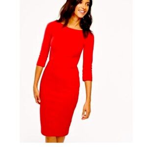 Red Boden three-quarter sleeve ottoman ribbed dress
